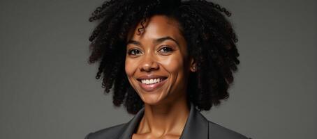 African American Female Model Photorealistic Portrait with High Details photo