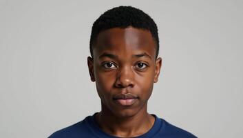 A stunning highdefinition portrait showcases an African American boy with simplicity and uniqueness in 4K resolution photo