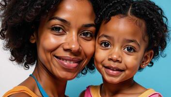 Abstract quilling art depicting an AfricanAmerican mother daughter duo ideal for Mothers Day greetings photo