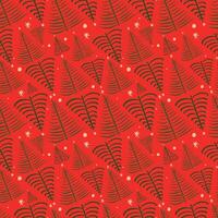Seamless pattern of Christmas products and Christmas tree. A playful hand-drawn tree. vector