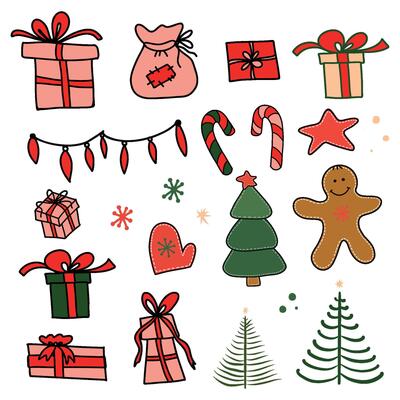 Christmas products on a white background. A set for creativity.