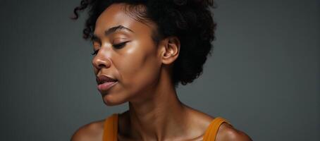 A depiction of mental wellbeing featuring a Black African American woman addressing themes of mental illness through portrayal of psychic waves photo