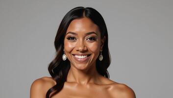 Portrait of an African American Bride with radiant smile photo