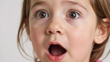 Captivating portrait featuring surprise and wonder on a young Disney character face photo