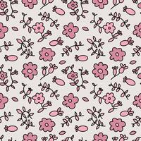 A pattern of small flowers and leaves in pastel tones. Seamless background with a bohemian pattern in the form of small flowers. vector