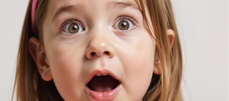 Captivating portrait featuring surprise and wonder on a young Disney character face photo