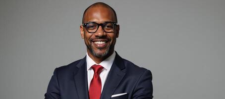 Successful AfricanAmerican male business managerfinancial advisor portrayed in a professional portrait setting photo