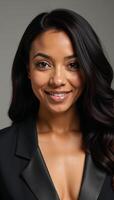 African American Female Model Photorealistic Portrait with High Details photo