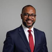 Successful AfricanAmerican male business managerfinancial advisor portrayed in a professional portrait setting photo
