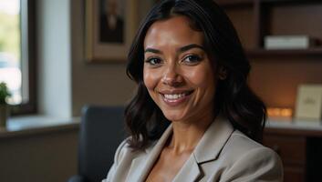 A stunning AfricanAmerican professional is featured at work photo