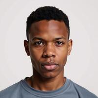 Image of a young AfricanAmerican man with a serious demeanor photo