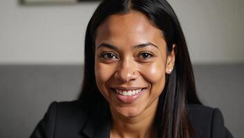 African American woman in her 30s depicted alone in an image photo