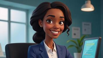 Animated cartoon portrayal of an African American software engineer photo