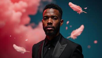 Digital Illustration An ethereal portrait of an African American male in a dreamlike environment photo