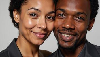 Captivating portrait featuring a beautiful African American couple photo