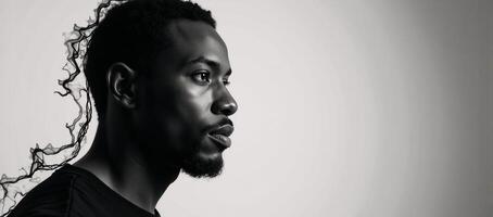 In an abstract African American male portrait expressive lines and dynamic contours convey inner depth and energy photo