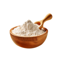 Wooden bowl of flour on transparent background png