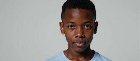 A stunning highdefinition portrait showcases an African American boy with simplicity and uniqueness in 4K resolution photo
