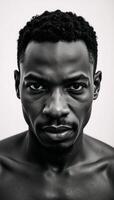 In an abstract African American male portrait expressive lines and dynamic contours convey inner depth and energy photo