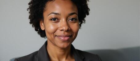 African American woman in her 30s depicted alone in an image photo