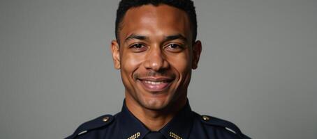 Studio image of an AfricanAmerican male cop photo