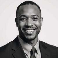 A joyful smiley African American male character photo