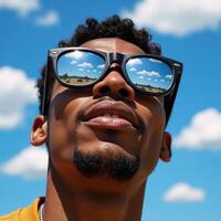 Cartoon depicting an African American character wearing outdoor sunglasses photo