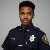 Studio image of an AfricanAmerican male cop photo