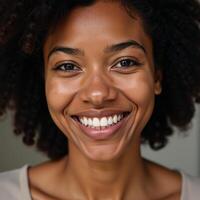 Highquality portrait featuring a smiling African American woman in her 30s photo