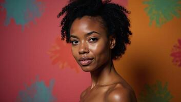 Abstract backdrop featuring an African American female subject photo