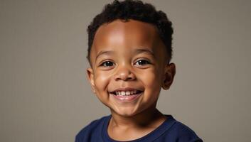 A portrait featuring a happy AfricanAmerican infant photo