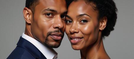 Captivating portrait featuring a beautiful African American couple photo