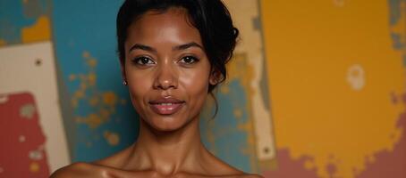 Abstract backdrop featuring an African American female subject photo