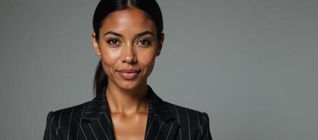 A female African American attorney judge depicted in a portraitstyle image photo
