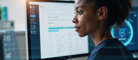 Digital collage showcasing an AfricanAmerican IT specialist analyzing cybersecurity using ChatGPT photo