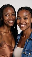 Two stunning African American women portrayed as subjects within an image photo