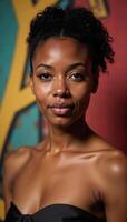Abstract backdrop featuring an African American female subject photo