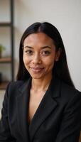 African American woman in her 30s depicted alone in an image photo