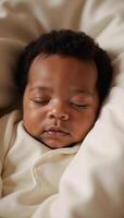 Closeup image of an adorable sleeping baby portraying warmth and care photo