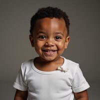 A portrait featuring a happy AfricanAmerican infant photo