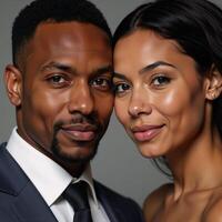 Captivating portrait featuring a beautiful African American couple photo