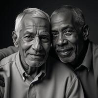AfricanAmerican elderly father with an adult son photo