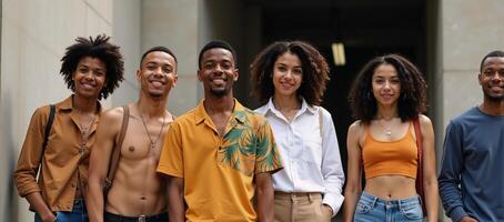 Digital illustration showcasing diverse Generation Z teens of African descent photo