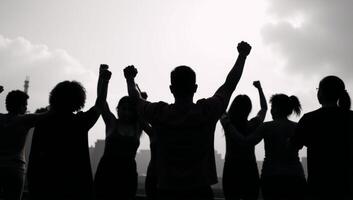 Silhouetted figures commemorating Juneteenth Freedom Day for African Americans photo