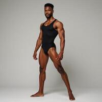 Cartoon image showcasing an isolated black male ballet dancer wearing a leotard photo