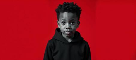 AfricanAmerican youth against red backdrop cultural diversity ethnic representation and youth culture photo