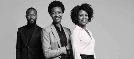 A powerful celebration of cultural pride Three AfricanAmericans on neutral background during Black History Month photo