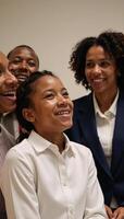 AfricanAmerican family touring a museum art showcase photo