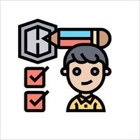 A man holding a pencil and a check mark vector