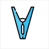 A blue and white clipper with a letter v vector